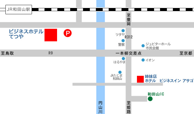 ビジネスホテルてつや近辺